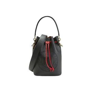 FENDI Calfskin Bucket Bag, Shoulder Bag, Crossbody Bag, Handbag Trumpets Women's Black