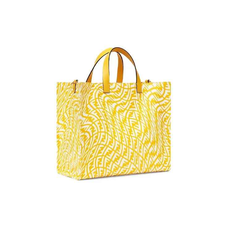 FENDI Canvas With Leather Tote Bag, Shopping Bag, Handbag Regular Unisex Yellow-1