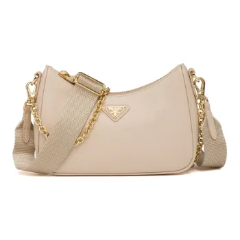 PRADA Leather Shoulder Bag Underarm Handbag Shoulder Bag Mini Women's Light Coffee