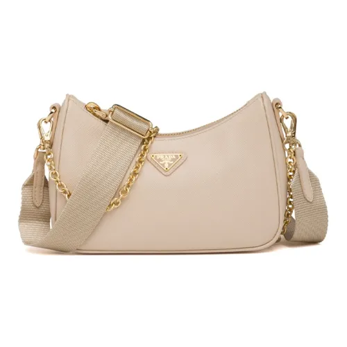PRADA Leather Shoulder Bag Underarm Handbag Shoulder Bag Mini Women's Light Coffee