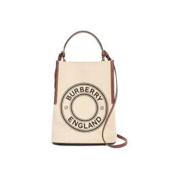 Burberry Cotton Canvas Bag, Bucket Bag, Shoulder Bag, Crossbody Bag, Handbag Small Size Women's Natural/Tan