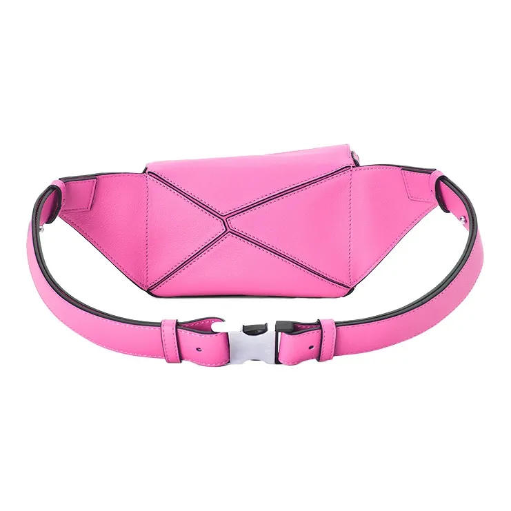 LOEWE Puzzle Bum Bag In Classic Calfskin Mini Neon Pink-3