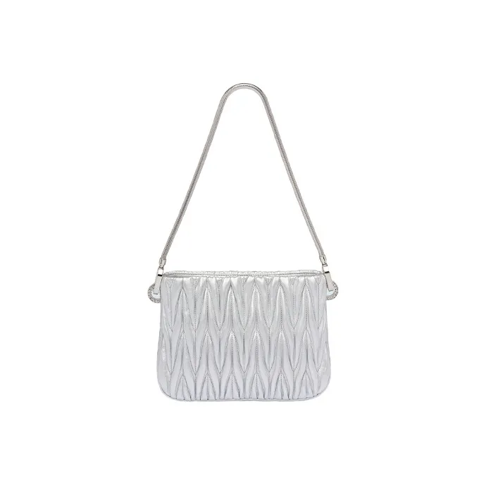 MIU MIU Maritime SASSY Soft Sheep Leather Shoulder Bag, Handbag, Shoulder Bag Women's Silver-2
