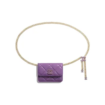 CHANEL 22SS Lambskin Crossbody Bag, Fanny Pack Mini Women's Purple