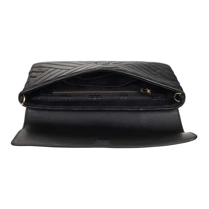 TORY BURCH Sheepskin Evening Party Bag Clutch Shoulder Bag Crossbody Bag Medium Size Women's Black-4