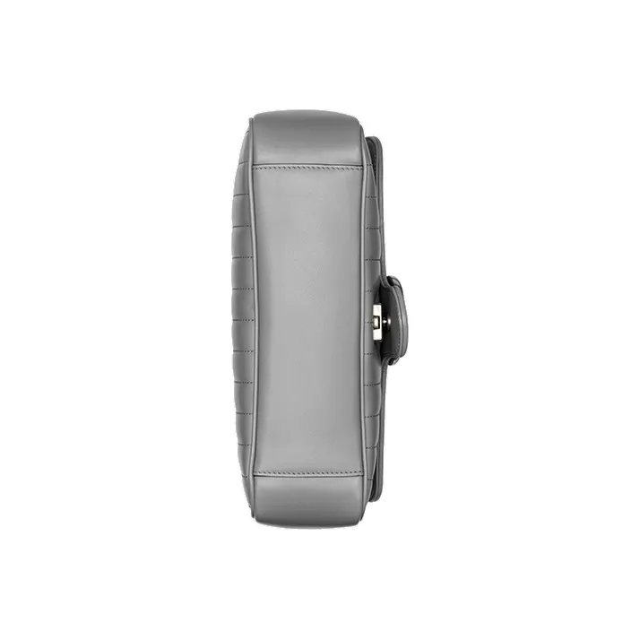 GUCCI GG Marmont Leather Shoulder Bag, Crossbody Bag Trumpets Women's Gray-6