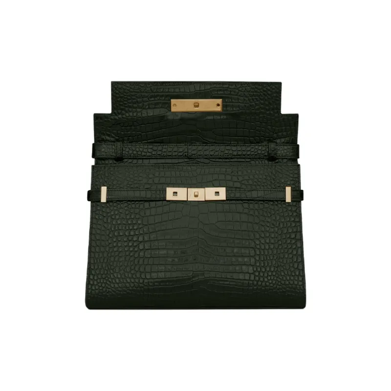 SAINT LAURENT MANHATTAN Leather Crossbody Bag, Shoulder Bag Women's Dark Green-2