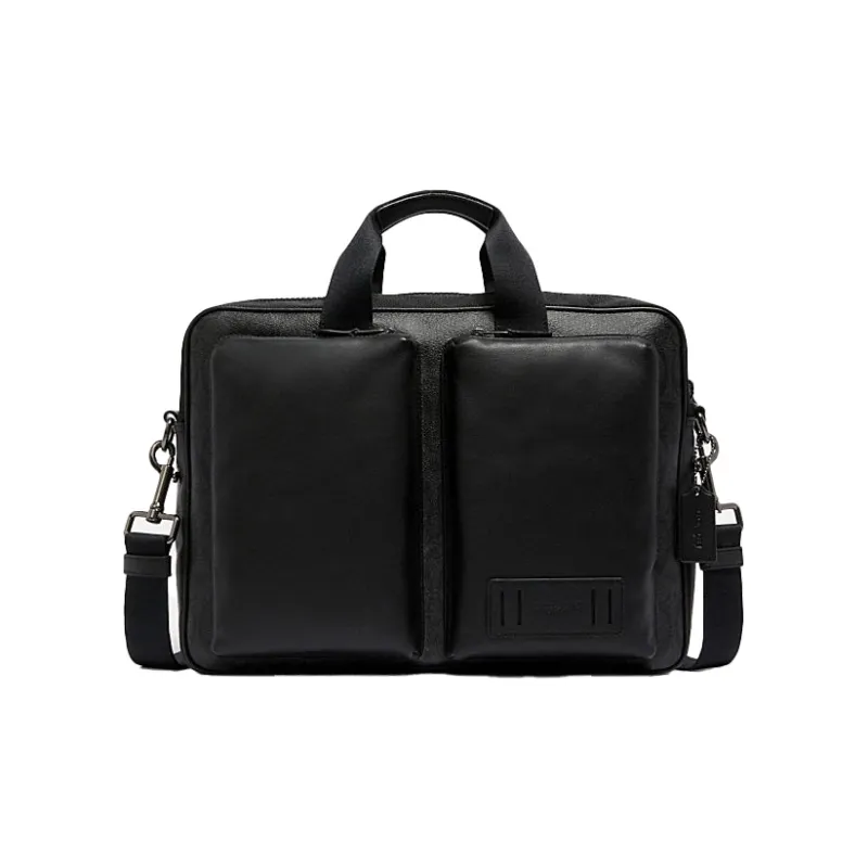 COACH Rider Cow Leather Laptop Bag, Briefcase, One Shoulder Handbag Large Size Men's Black-0