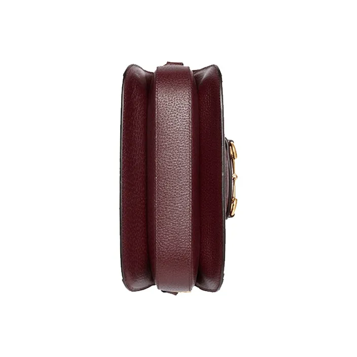 GUCCI Horsebit 1955 Canvas With Leather Saddle Bag, Shoulder Bag, Crossbody Bag Trumpets Women's Burgundy-5