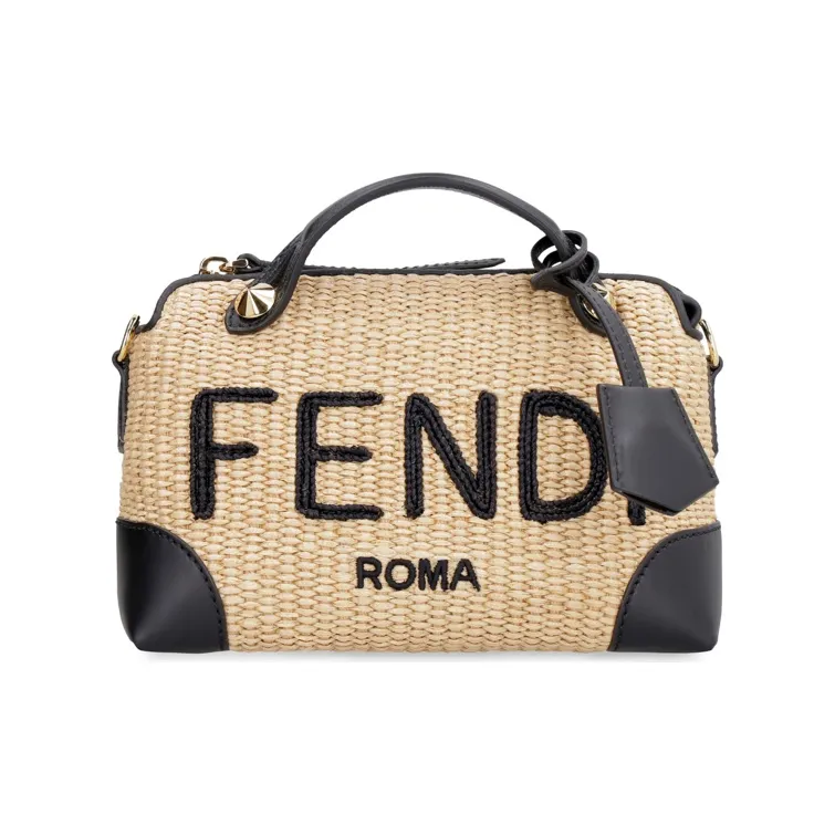 FENDI By The Way Series Straw Woven With Leather Shoulder Bag Crossbody Bag Handbag Mini Women's Beige-0
