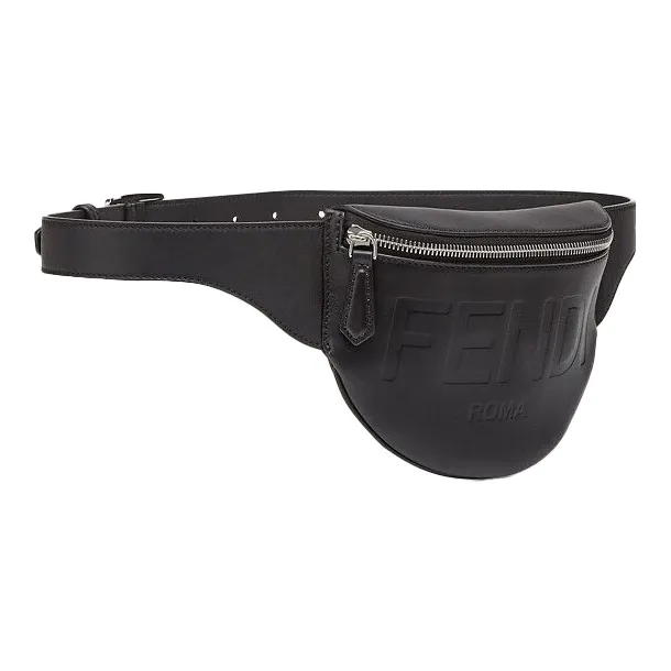 FENDI Leather Crossbody Bag Shoulder Bag Fanny Pack Small Size Men's Black-1