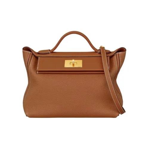 HERMES 24/24 Maurice Bullock Leather Swift Calfskin Shoulder Bag Crossbody Bag Handbag Women's Brown