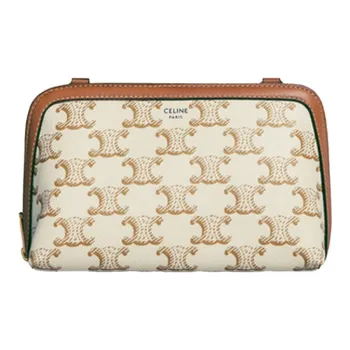 CELINE Sheepskin Clutch, Shoulder Bag, Crossbody Bag Regular Women's Candy/White