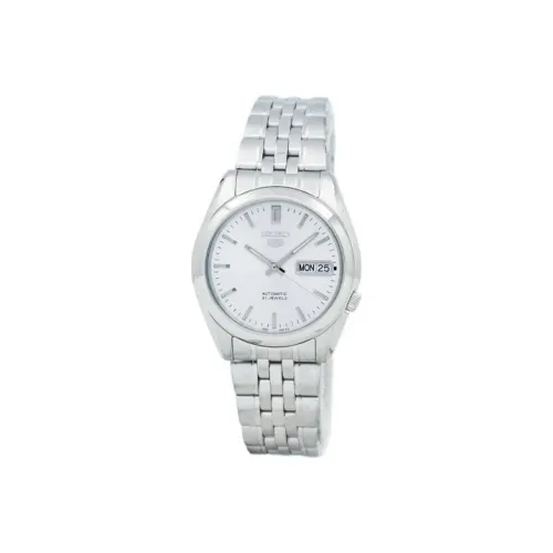 SEIKO Series 5 Automatic Mechanical Movement Stainless Steel Strap Watch Men's Watches White Dial SNK355K1
