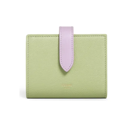 CELINE Grained Calfskin Wallet Small Size Women's Sage Green/Lilac Purple