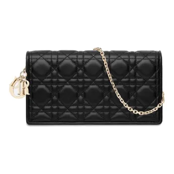 DIOR Lambskin Clutch, Shoulder Bag, Crossbody Bag Small Size Women's Black