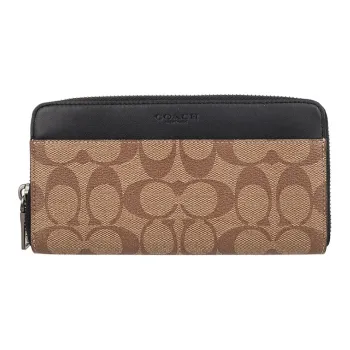COACH Accordion Wallet PVC Accordion Bag Wallet Men's Khaki Brown