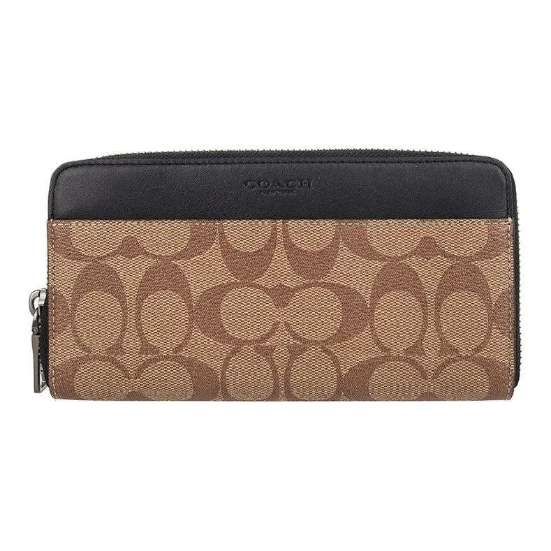 COACH Accordion Wallet PVC Accordion Bag Wallet Men's Khaki Brown-0