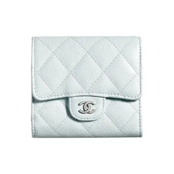 CHANEL Classic Flap CF Cow Leather Wallet Women's Light Blue