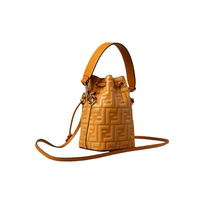 FENDI Mon Tresor Calfskin Bucket Bag, Shoulder Bag, Crossbody Bag, Handbag Mini Women's Orange Yellow-1