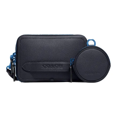 COACH Charter Leather Camera Bag Shoulder Bag Crossbody Bag Small Size Men's Blue