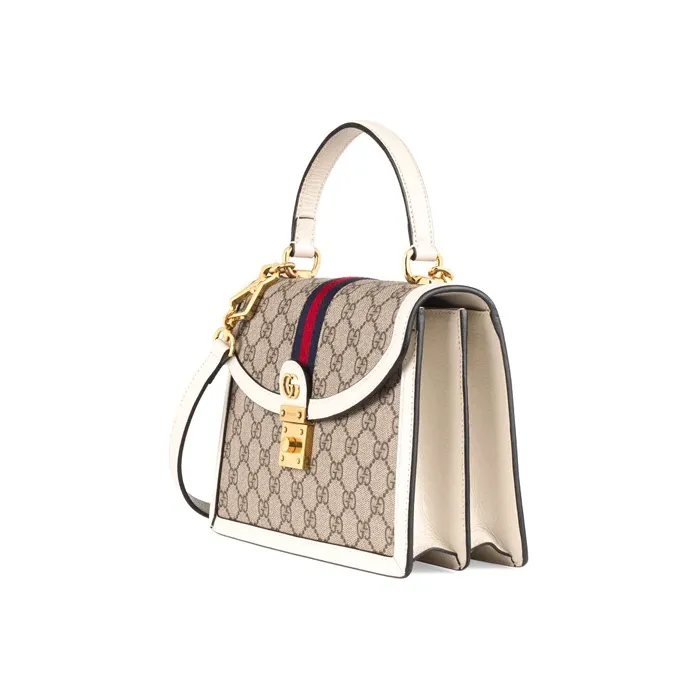GUCCI Ophidia Canvas With Leather Trim Canvas Bag, Shoulder Bag, Crossbody Bag, Handbag Trumpets Women's Ebony/White-2