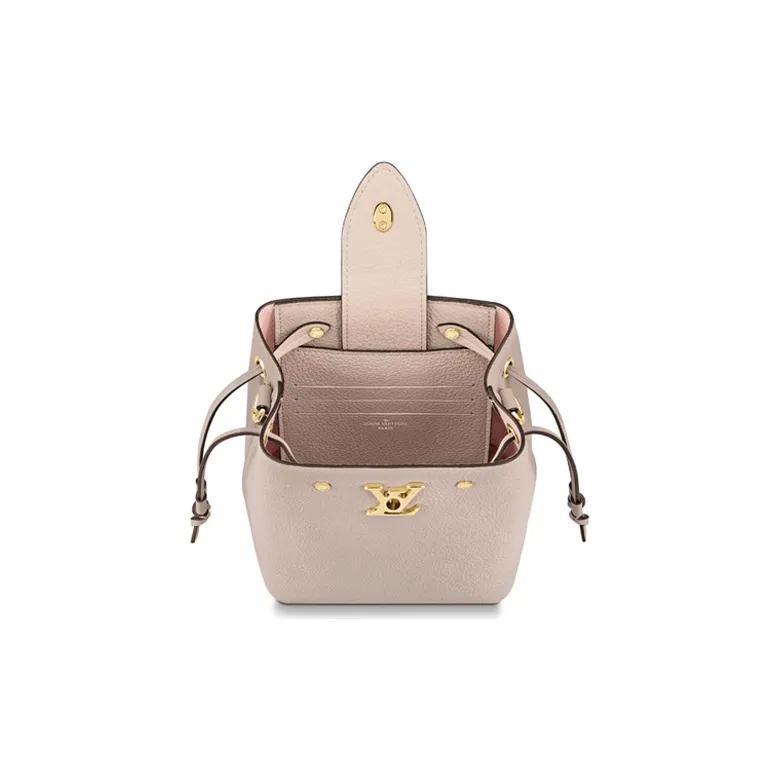 LOUIS VUITTON Grain Calfskin Bucket Bags Crossbody Bag, Shoulder Bag Women's Pink Gray-3