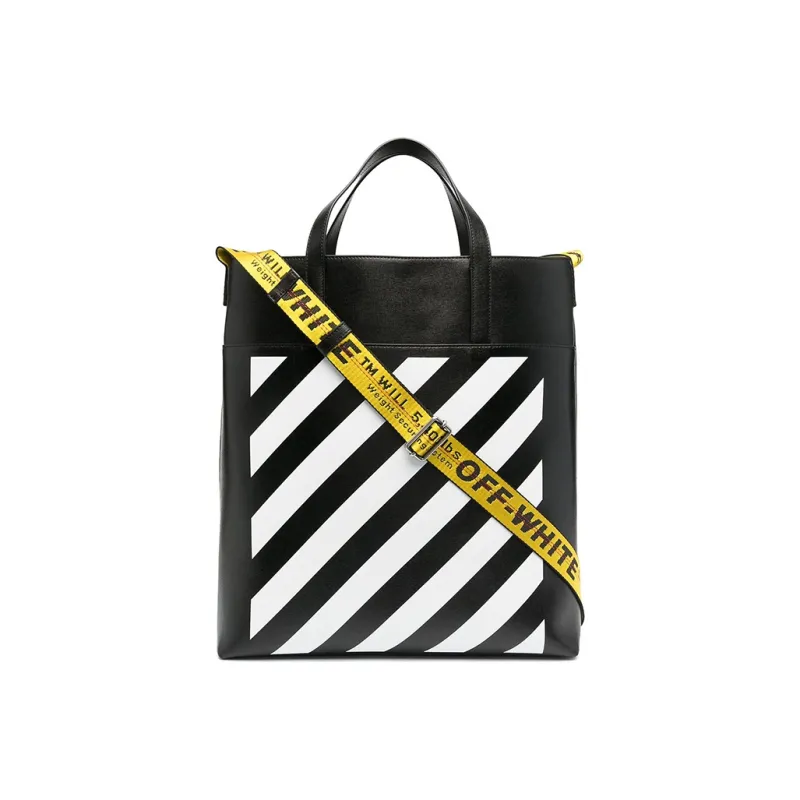 OFF WHITE Diag Striped Industrial Belt Strap Tote Black/White-0