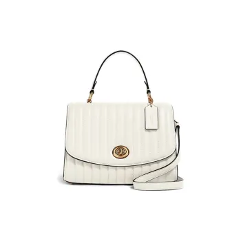COACH Leather Shoulder Bag Crossbody Bag Handbag Medium Size Women's White