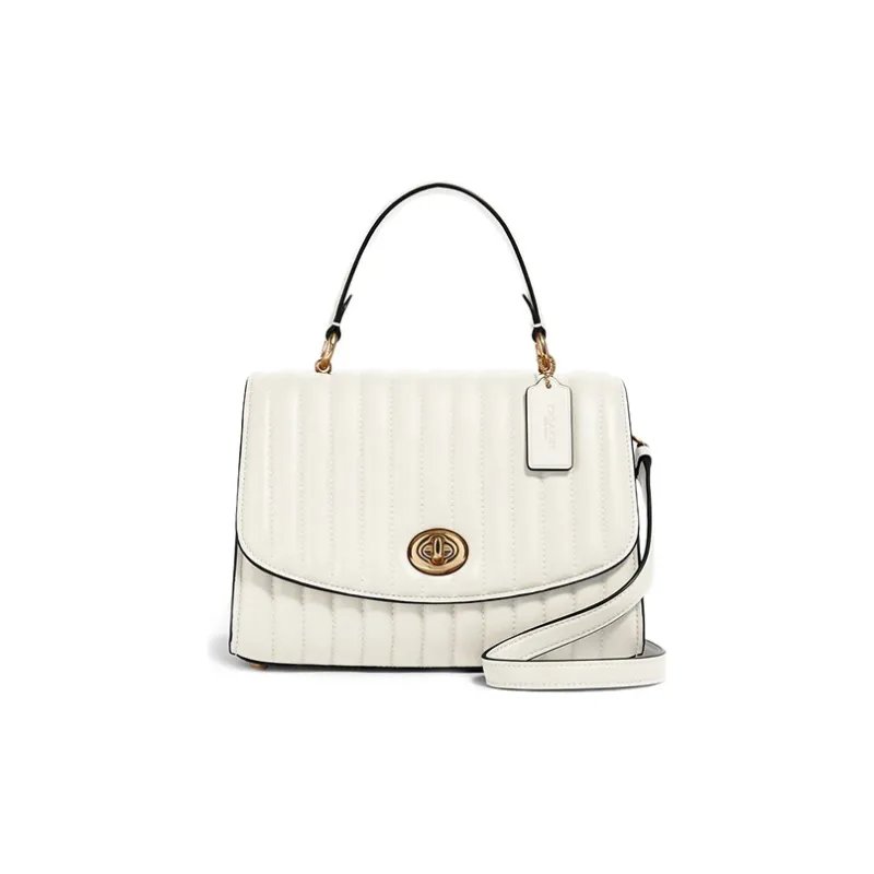 COACH Leather Shoulder Bag Crossbody Bag Handbag Medium Size Women's White-0
