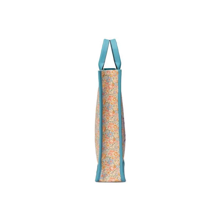GUCCI Liberty Collaboration Fabric With Leather Tote Bag Shopping Bag Handbag Kids' Light Pink/Light Blue-2
