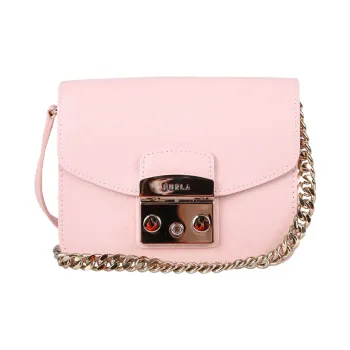 Furla Metropolis Collection Leather Small Square Bag Crossbody Bag Shoulder Bag Women's Pink
