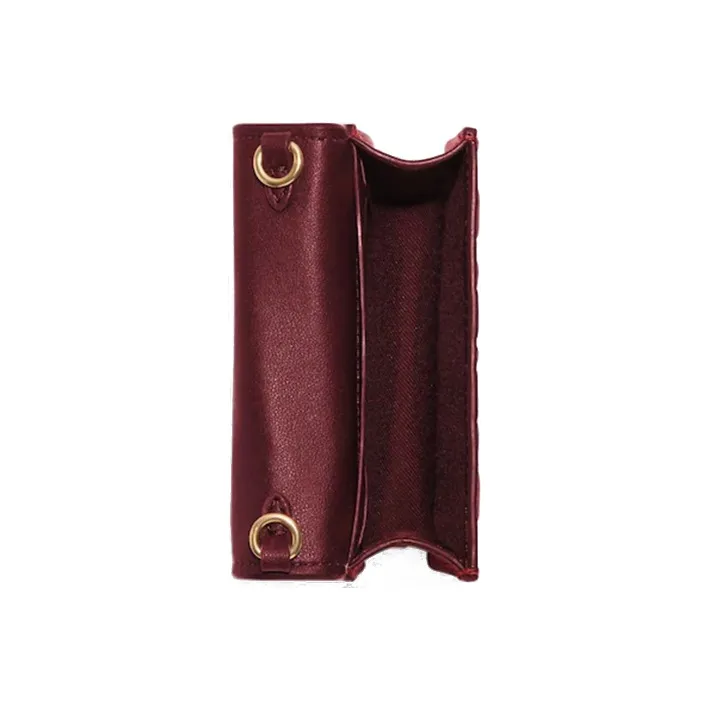 COACH Calfskin Crossbody Bag, Wallet Mini Women's Cherry-3