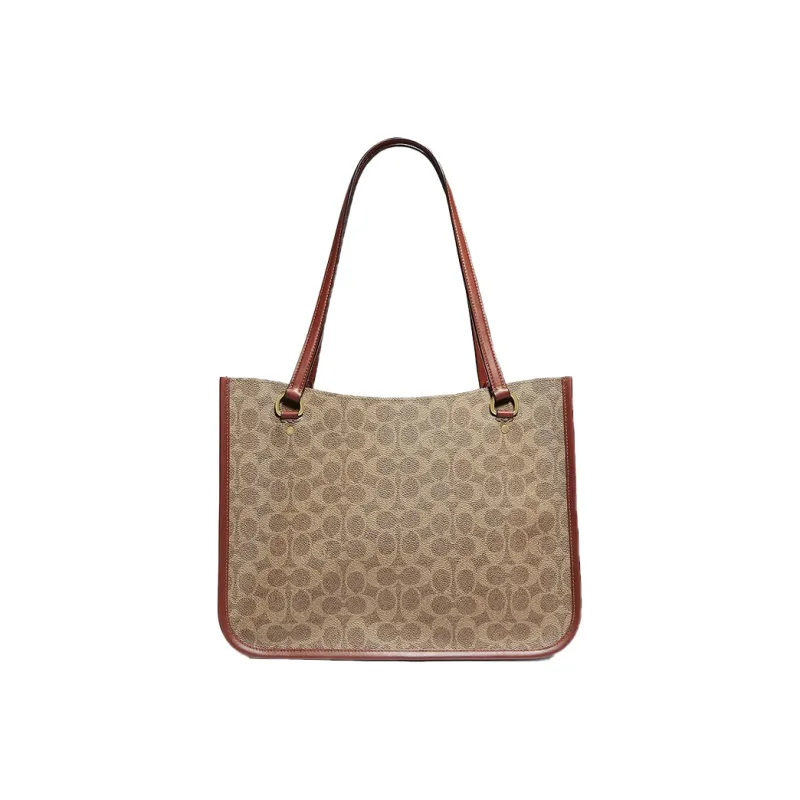 COACH Tyler Leather Handbags Shoulder Bags Women's Orange Red & Brown-2
