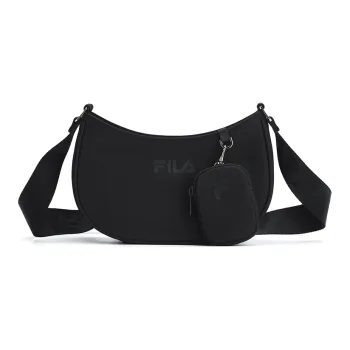FILA Athletics Fabric Combo Bag, Hobo Bag, Shoulder Bag, Crossbody Bag Regular Women's Pure Black