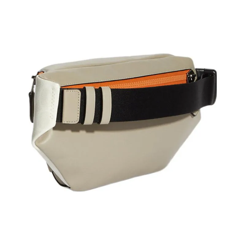 COACH Track Canvas With Calfskin Fanny Pack Large Size Men's White & Orange & Milk Tea Brown-1