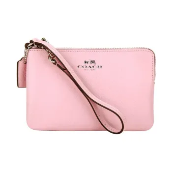 COACH Corner Zip Leather Coin Purse Clutch Small Size Women's Cherry Blossom Pink