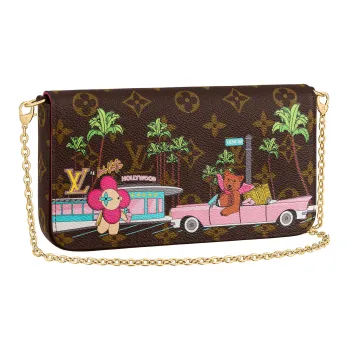 LOUIS VUITTON Pochette Felicie With Removable Zipped Pocket And 8 Slot Flat Pocket Monogram Vivienne Fuchsia Pink