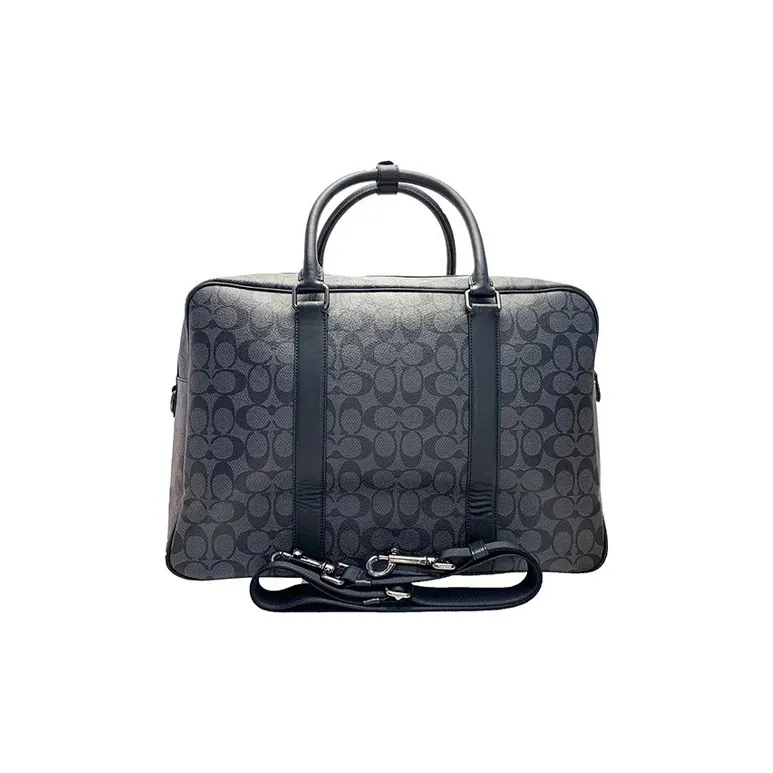 COACH Canvas With Leather Suitcase Laptop Bag Storage Travel Bag Handbag Tubas Men's Charcoal Black Monogram-2