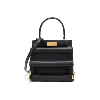 TORY BURCH Cow Leather Trunk Bag Shoulder Bag Crossbody Bag Handbag Mini Women's Black