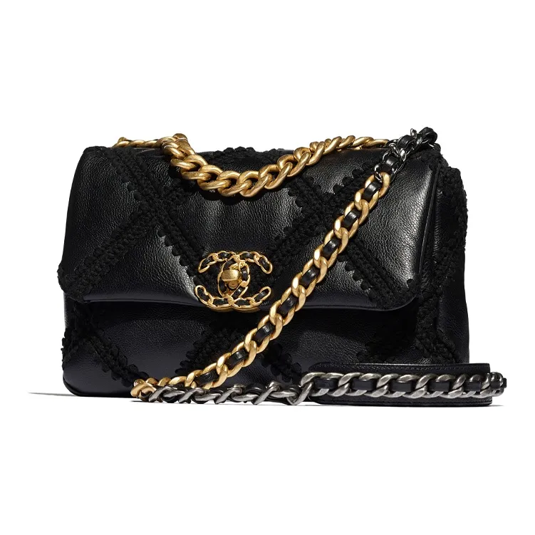 CHANEL 19Bag Calfskin Flap Bag, Shoulder Bag, Crossbody Bag Trumpets Women's Black-3