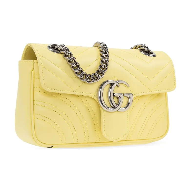 GUCCI GG Marmont Quilted Leather Shoulder Bag, Crossbody Bag Mini Women's Yellow/Candy Color/Unicorn Color-1