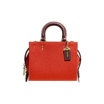 COACH Rogue Cow Leather Handbag, Shoulder Bag, Crossbody Bag Regular Women's Orange Red