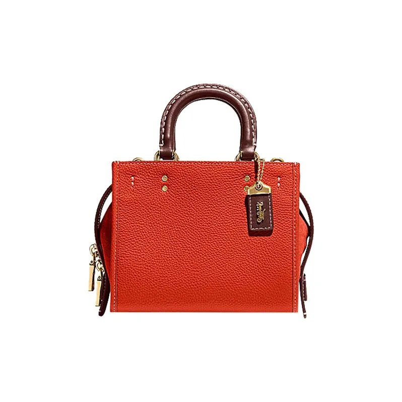 COACH Rogue Cow Leather Handbag, Shoulder Bag, Crossbody Bag Regular Women's Orange Red-0