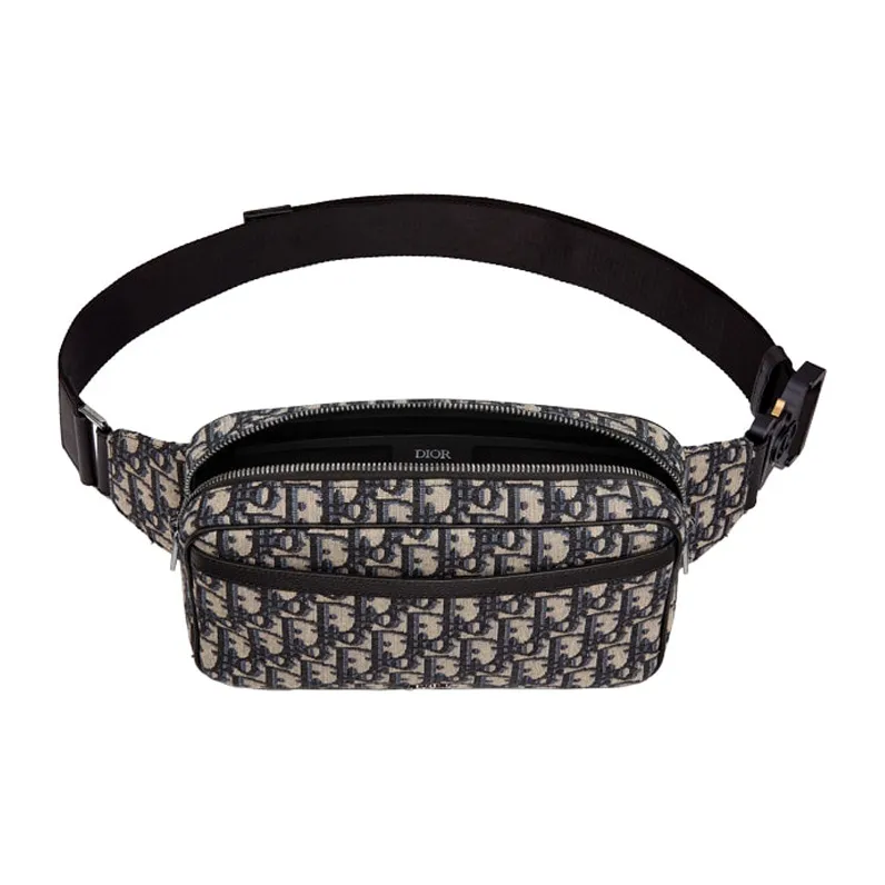 DIOR Cow Leather Fanny Pack Men's Blue/Black-2