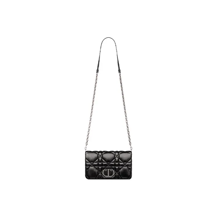 DIOR Cow Leather Shoulder Bag Crossbody Bag Clutches Regular Women's Black Silver-4