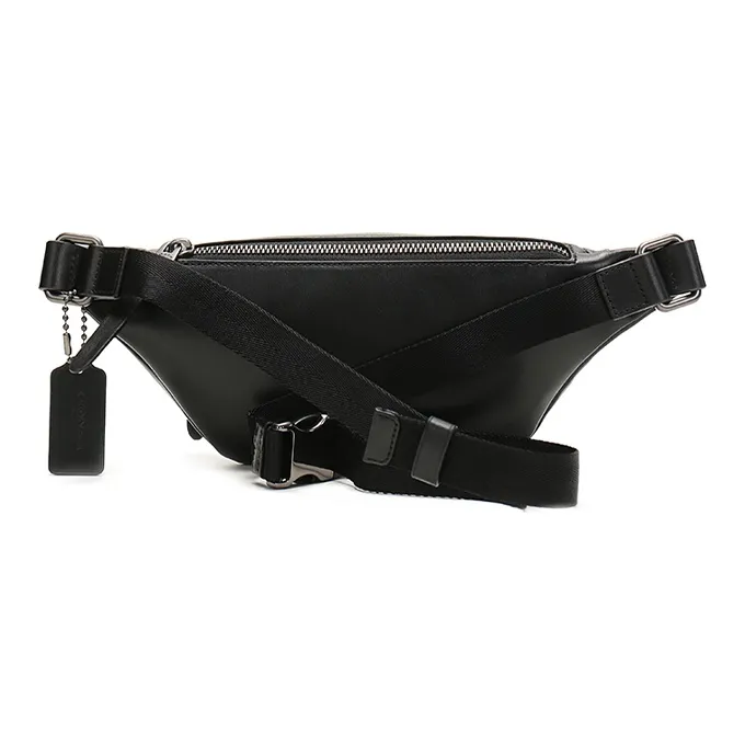 COACH Rivington Leather PVC Shoulder Bag Crossbody Bag Sling Bag Fanny Pack Medium Size Men's Black Gray Color-3
