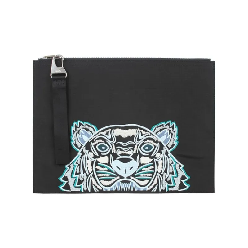 KENZO Polyamide Document Bag Clutch Tubas Unisex Black-0