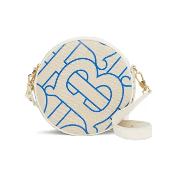 Burberry Louise Cotton Round Bag Fanny Pack Handheld Crossbody Bag, Shoulder Bag Women's Blue White