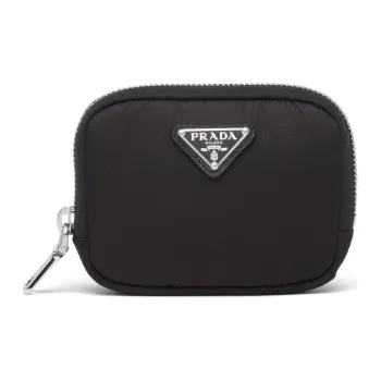 PRADA Nylon Fabric Card Holder Wallet Card Clip Small Size Unisex Black